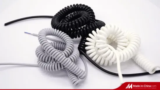 La bobina de las ventas directas de la fábrica telegrafía el cable en espiral espiral del robot del resorte del poder del silicón de PUR